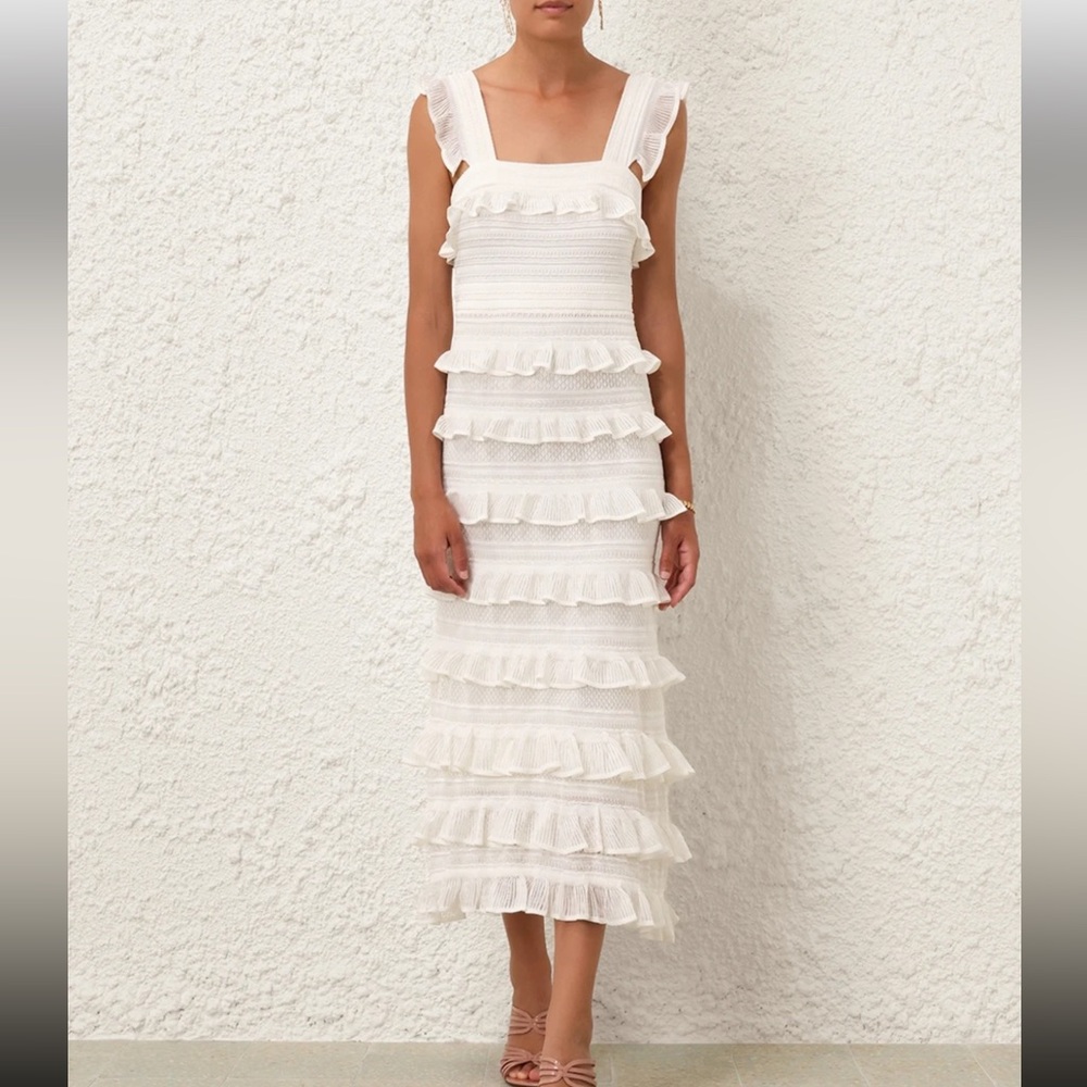 Zimmermann Natura Ruffle Dress - White